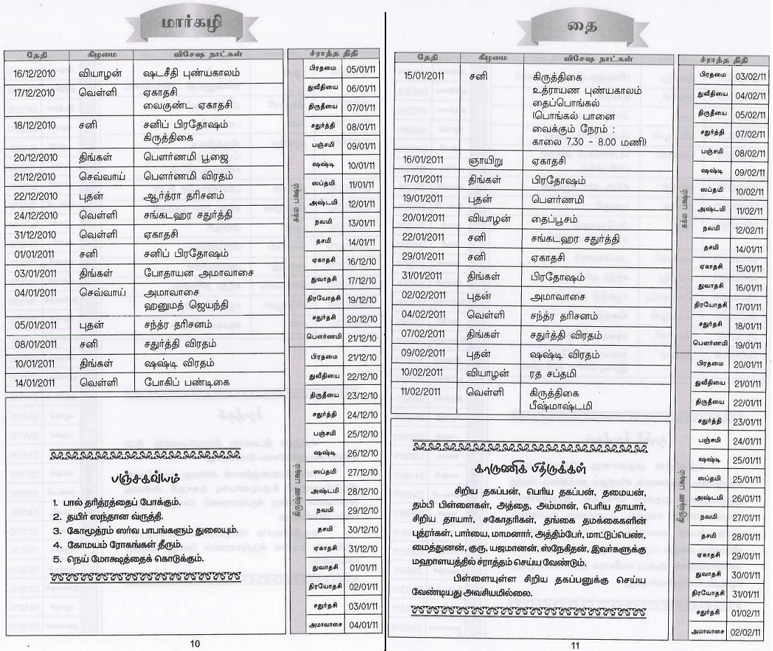 மார்கழி - தை மாதத்தின் முகூர்த்த நாட்கள் 